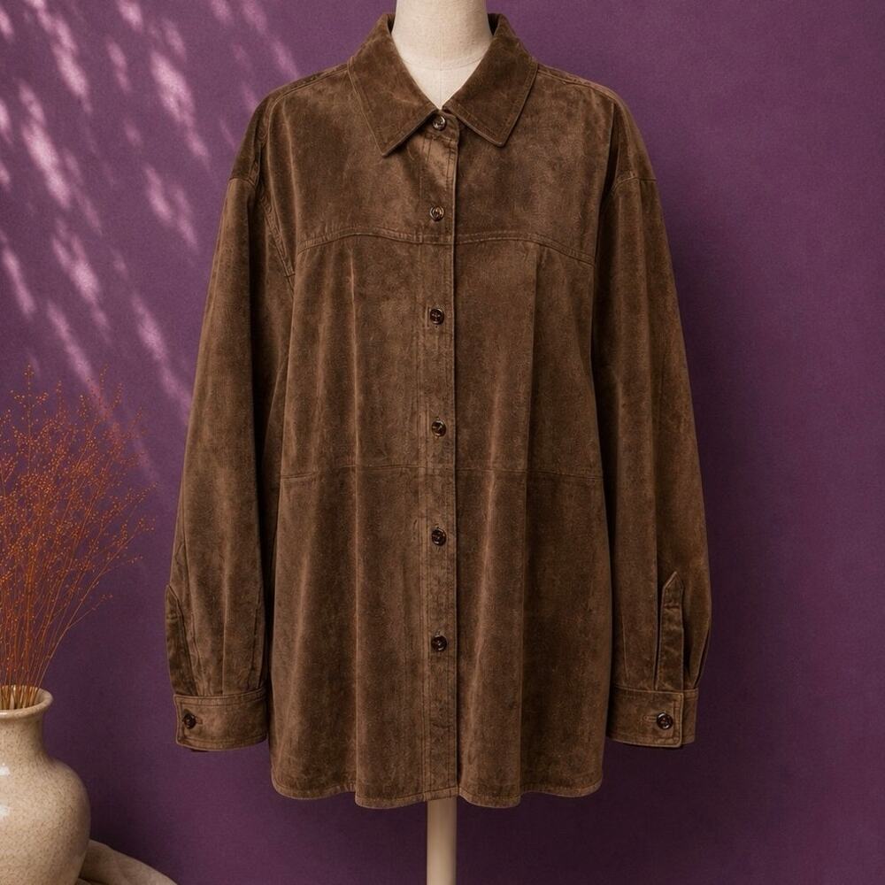 Vintage brown suede 100% leather oversized jacket